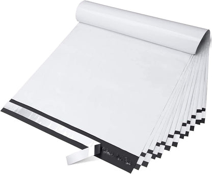Fuxury Poly Mailers 10x13 Inch 100 Pack,Shipping Bags for Clothing,Strong Adhesive Mailing Envelopes,Heavy Duty Self Seal Plastic Postal Return Package Bags for Books Accessories Business,White