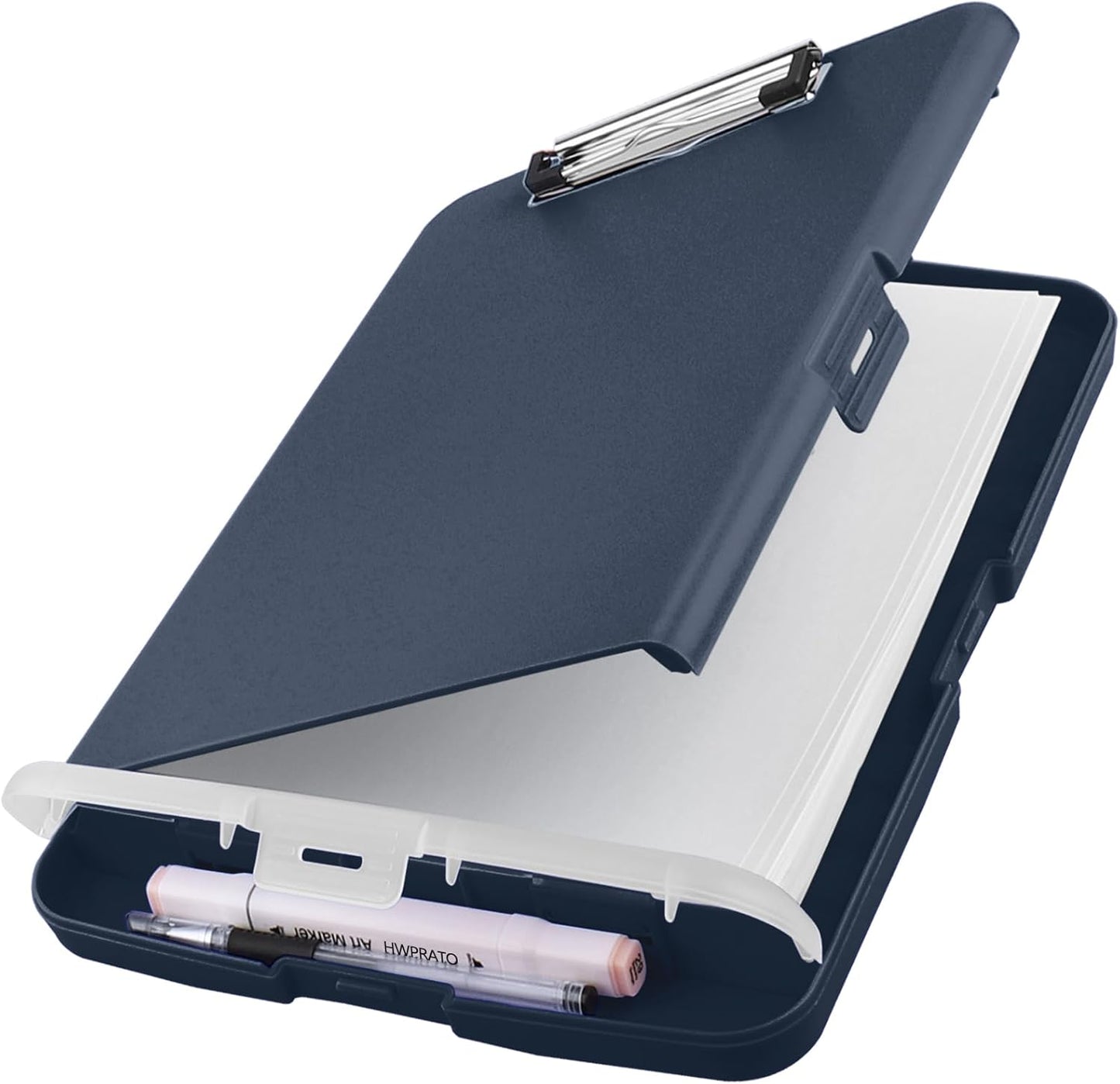 HWPRATO Clipboards Organizer Clipboard with Storage Nursing Clipboard Foldable File Folder Plastic Folio with Storage Case for Teacher,Kids,Doctor,Offices (Retro Blue)