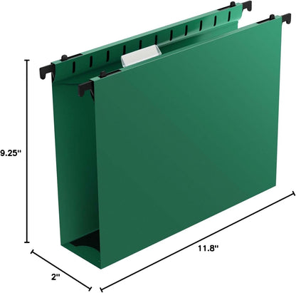 Shutex Extra Capacity Plastic Hanging File Folders,12 Pack Reinforced Hang Folders,Heavy Duty 2 Inch Expansion,Plastic Filing Cabinet Folders,Letter Size,Designed for Bulk Files, Medical Charts,Blue