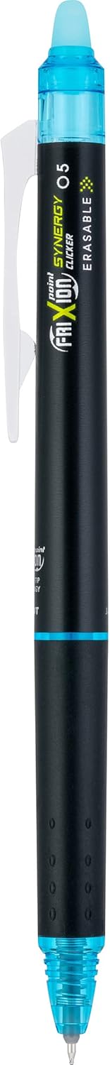 PILOT FriXion Synergy Clicker Erasable, Refillable & Retractable Gel Ink Pens, 0.5mm Extra Fine Point, Black Ink, 5-Pack