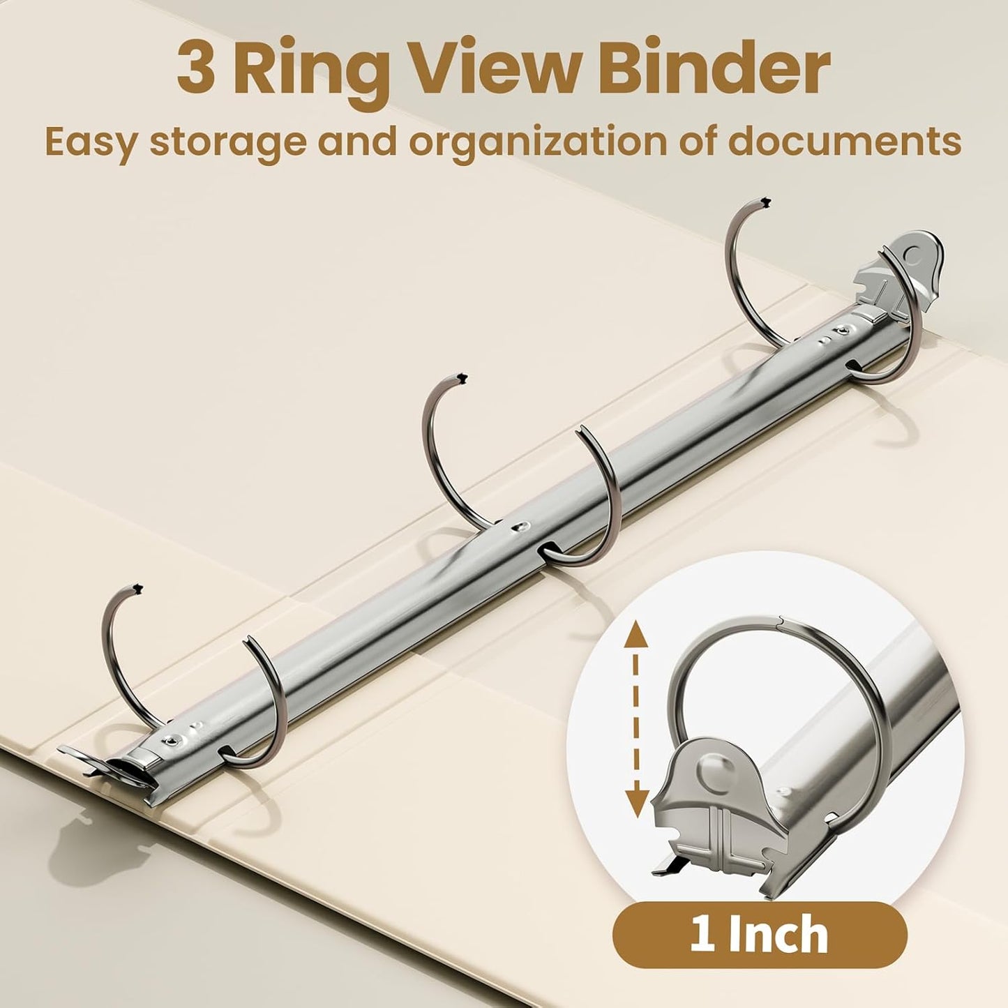SUNEE 3 Ring Binder 3 Inch 1 Pack, Clear View Binder Three Ring PVC-Free (Fit 8.5x11 Inches) for School or Office Supplies, Pink