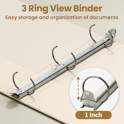 SUNEE 3 Ring Binder 3 Inch 1 Pack, Clear View Binder Three Ring PVC-Free (Fit 8.5x11 Inches) for School or Office Supplies, Pink