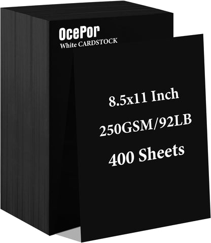 OcePor 100 Sheets White Cardstock 8.5” x 11”, 92lb/250gsm Card Stock, Thick Card Stock Paper, Heavy Cardstock Paper for Printer, Resume, Scrapbooks, Art, Crafts, Business Cards