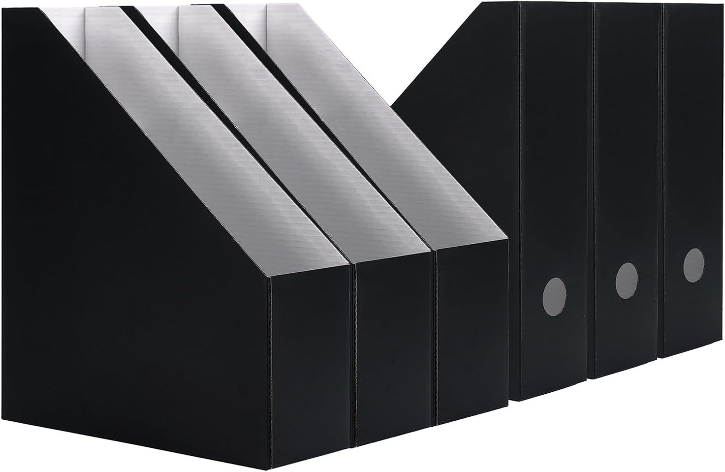 EXYGLO 6 Pack White Magazine File Holder, Cardboard Magazine Rack with Label, Foldable Storage Organizer Box for Book, Documents, 10x3.3x12 Inches