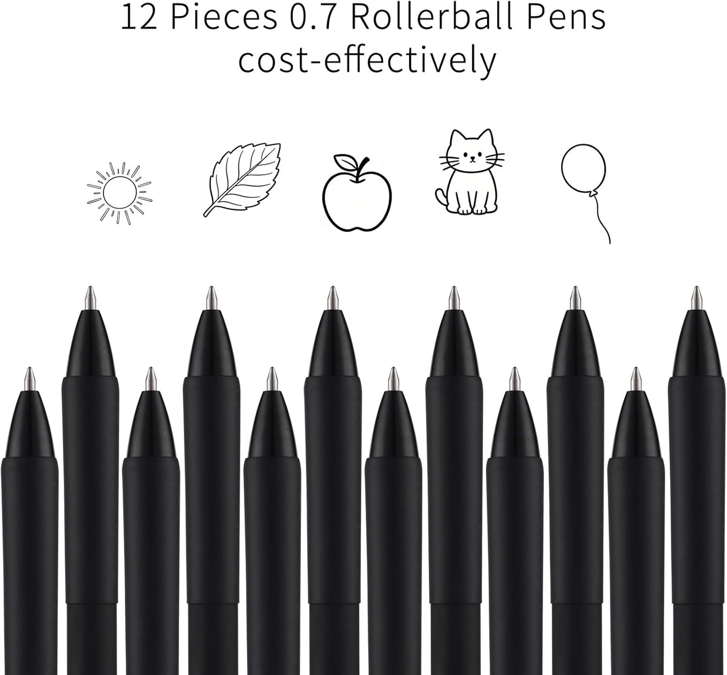 YISAN Colored Gel Pens,12 Pcs 0.7mm Fine Point Retractable Pens with Quick-Dry Ink - Smooth Writing for Journaling,Note Taking,Roller Ball Point,71082