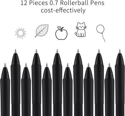 YISAN Colored Gel Pens,12 Pcs 0.7mm Fine Point Retractable Pens with Quick-Dry Ink - Smooth Writing for Journaling,Note Taking,Roller Ball Point,71082