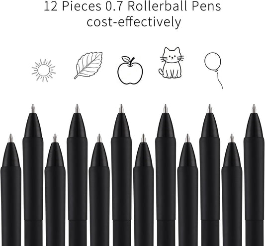 YISAN Colored Gel Pens,12 Pcs 0.7mm Fine Point Retractable Pens with Quick-Dry Ink - Smooth Writing for Journaling,Note Taking,Roller Ball Point,71082