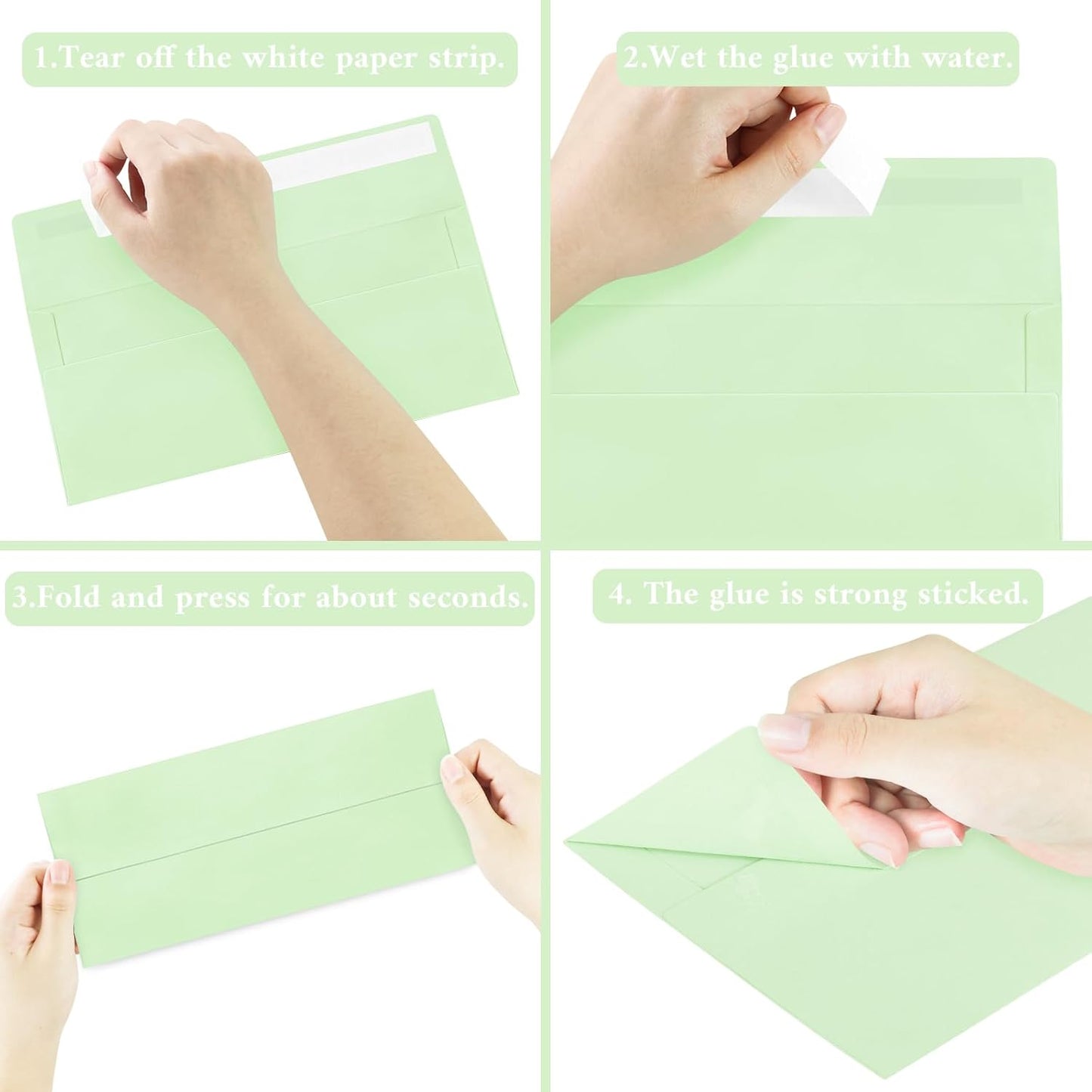 50 Pack #10 Business Envelopes, Sage Green Standard Envelopes Self Seal, Letter Size Mailing Envelopes for Checks Letters Invoices Statements Birthday Graduation Wedding, 4 1/8 x 9 1/2 Inch