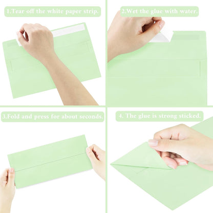50 Pack #10 Business Envelopes, Sage Green Standard Envelopes Self Seal, Letter Size Mailing Envelopes for Checks Letters Invoices Statements Birthday Graduation Wedding, 4 1/8 x 9 1/2 Inch