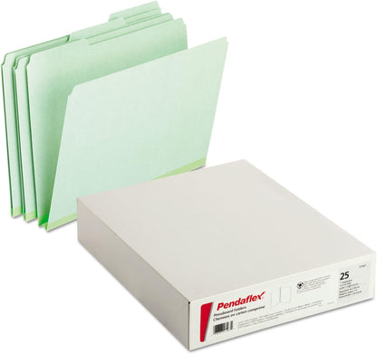 Pendaflex 1" Expansion Pressboard File Folders with 1/3 Cut Tab, Letter, Blue, 25/Box (9200T 1/3)