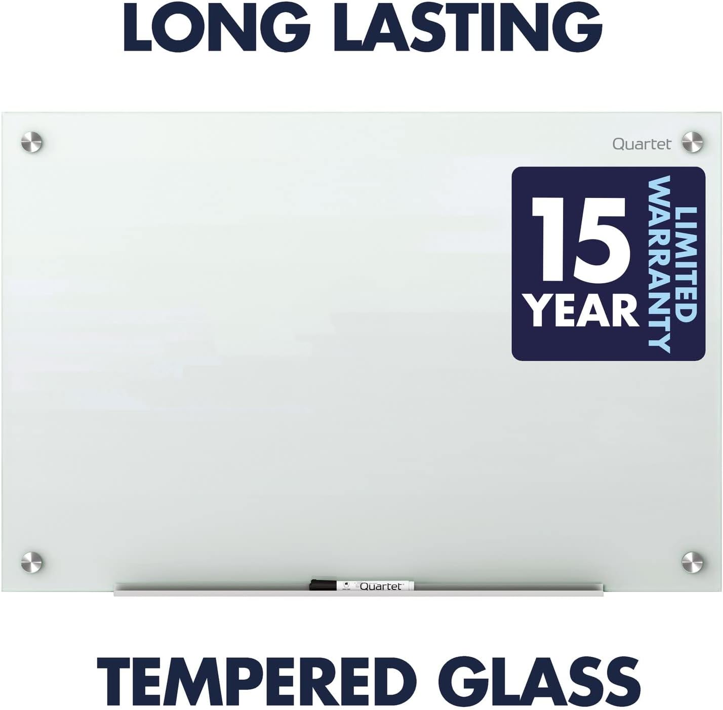 Quartet Whiteboard, Glass Dry Erase Board, Magnetic, 6' x 4', Infinity Frameless Mounting, White Surface, Accessory Tray, 1 Dry Erase Marker and 2 Glass Board Magnets (G7248W)