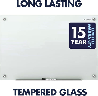 Quartet Whiteboard, Glass Dry Erase Board, Magnetic, 6' x 4', Infinity Frameless Mounting, White Surface, Accessory Tray, 1 Dry Erase Marker and 2 Glass Board Magnets (G7248W)