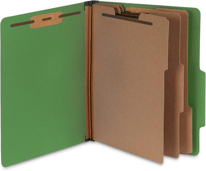 Blue Summit Supplies Green Classification Folders, 3 Dividers, Letter Size with 2 Inch Tyvek Expansions, Use for Organizing Medical Records & Client Files, 10 Pack