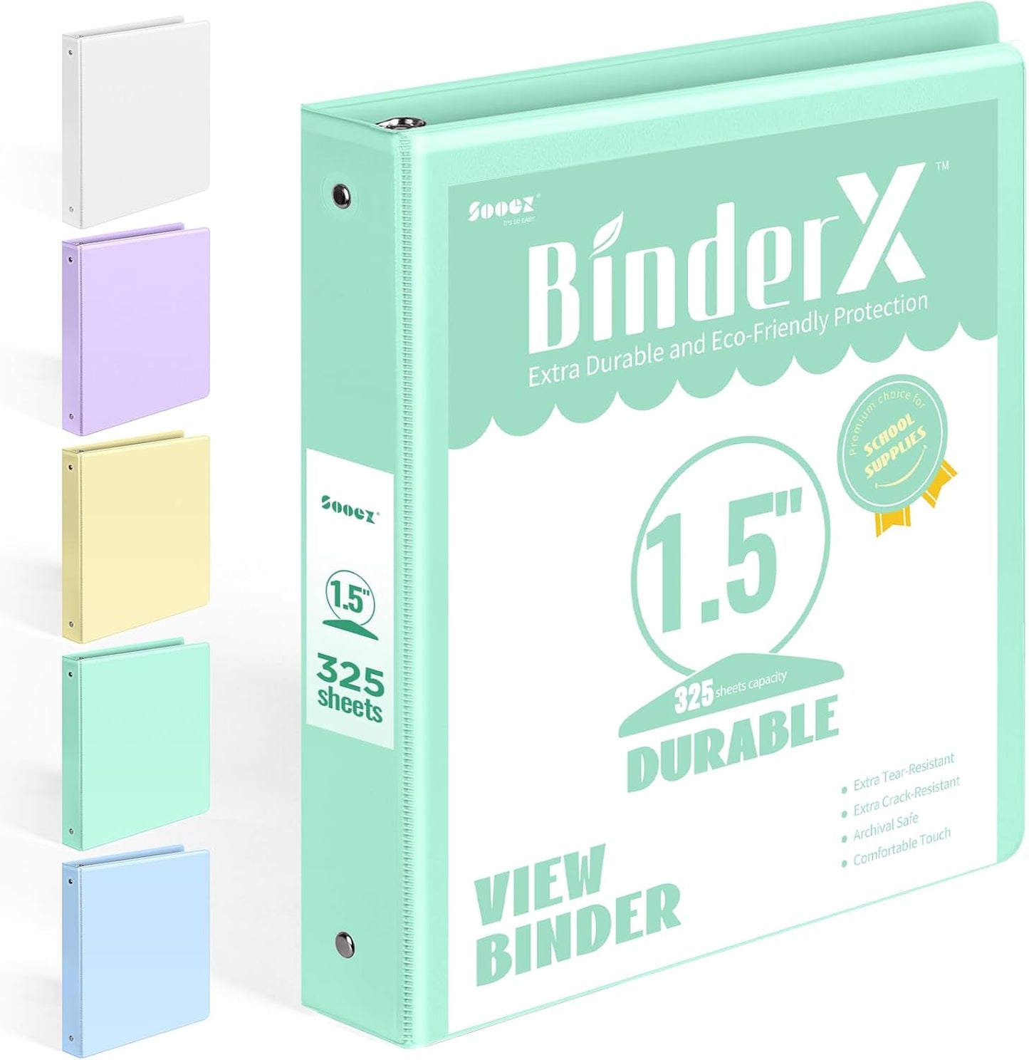 BinderX Extra Durable 3 Ring Binder, Round Rings 1 Inch Binder, Fits 175 Sheets of 8.5x11 Paper, Customizable View Cover with Inside Pockets, Cute 1" Binders, 1 Inch Binders 3 Ring, Pink
