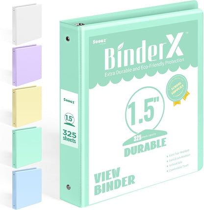 BinderX Extra Durable 3 Ring Binder, Round Rings 1 Inch Binder, Fits 175 Sheets of 8.5x11 Paper, Customizable View Cover with Inside Pockets, Cute 1" Binders, 1 Inch Binders 3 Ring, Pink
