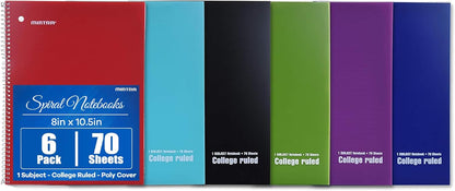 Mintra Office Spiral Notebooks, Wirebound, Journals for School, Work, Business, Aesthetic Stationery, Writing Pads, Teacher & Student Supplies (6, Pastel, College)