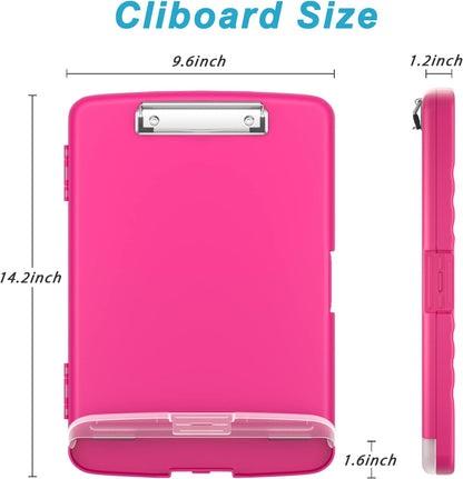 Rimilak Plastic Clipboard with Storage, 8.5 x 11 High Capacity Folio Nursing Case with Pen Holder, Size 14.2 x 9.6 x 1.2″ Folder Side-Opening for Classroom, Teacher, Smooth Writing, Dark Green