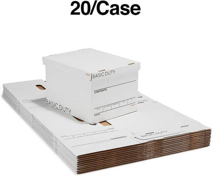 STAPLES Corrugated File Box Lift Off Lid, Letter/Legal Size, White/Black, 10/Pack