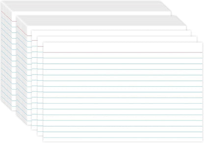 White Index Cards 5x7, Ruled Index Cards, Flash Cards for Studying, File Note Cards, Study Cards, Flash Cards, 100 Pcs Lined Index Flashcards for Office and School Supplies