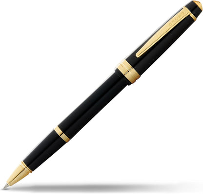Cross Bailey Light Polished Blue Resin Rollerball Pen - Professional Pen for Effortless Writing - Journaling, Note-Taking & More - Black Ink - Easy Handling - Includes Gift Box