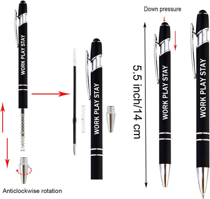 PASISIBICK 3.86 in Blue Ink Refills for Ballpoint Pen with Stylus Tip, Soft Touch Click Pen, 2 in 1 Metal Pens, Medium Point(Pack of 40)