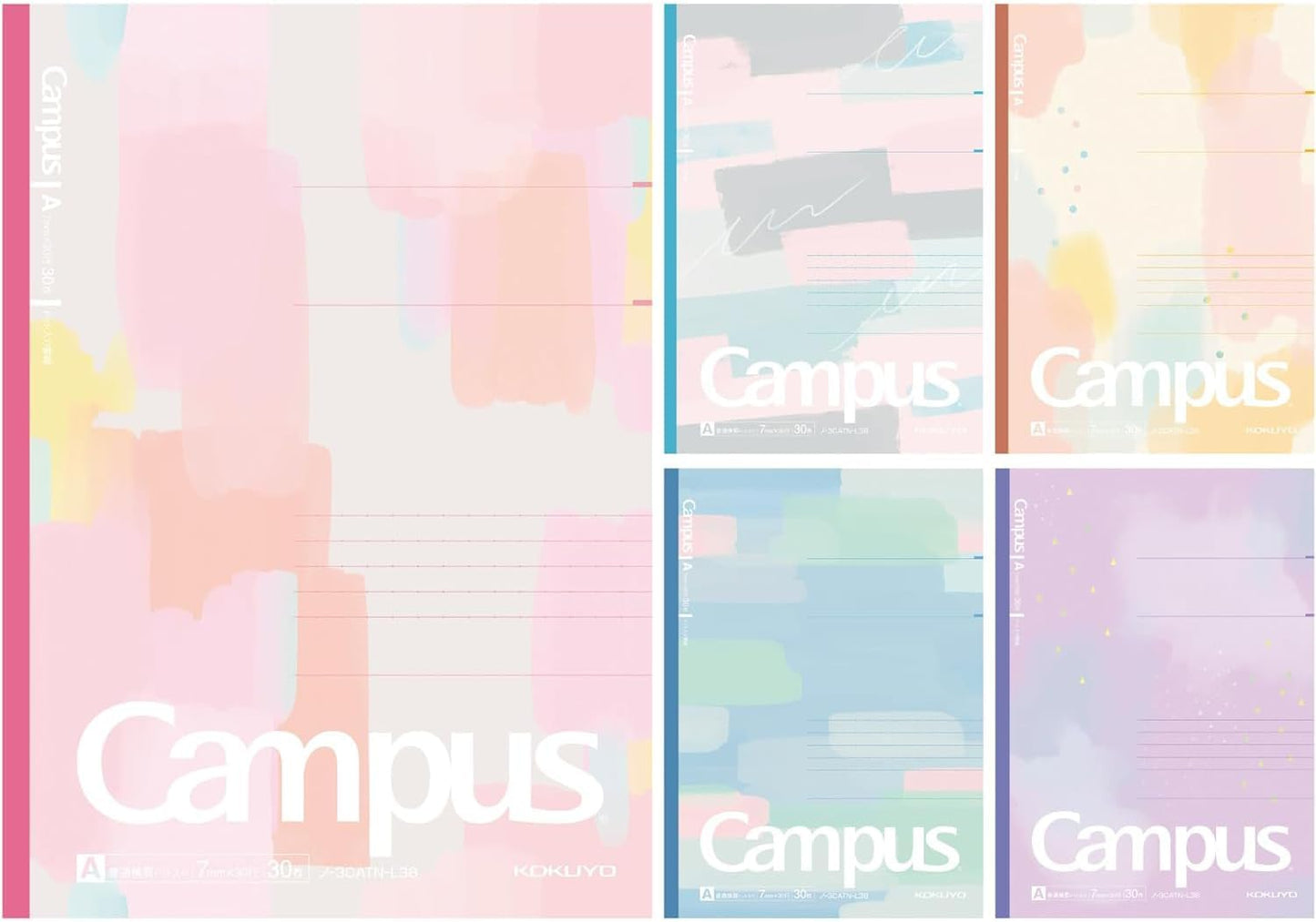 KOKUYO Composition Notebooks, 5 Pack Campus Semi-B5 Comp Book with Dot B 6mm Ruled, 30 Sheets, School Lined Notebook in Shear Stone, Journal Notebook for Women Work Study Note Taking(NO-GS3CWBT-L1X5)