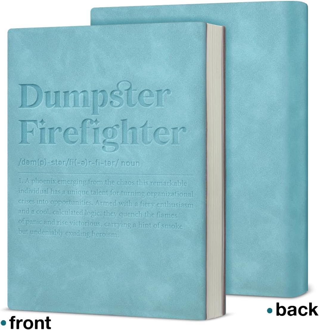 Dumpster Firefighter Notebook, Gifts for Coworker Boss Appreciation Employees Manager Leather Journal