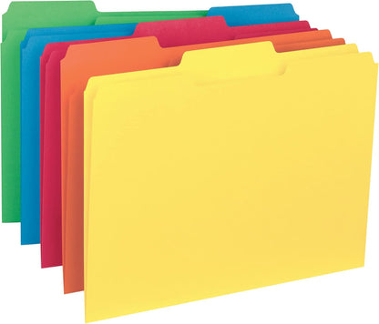 Smead Interior File Folder, 1/3-Cut Tab, Letter Size, Aqua, 100 per Box, Expandable File Folders for Filing Cabinet