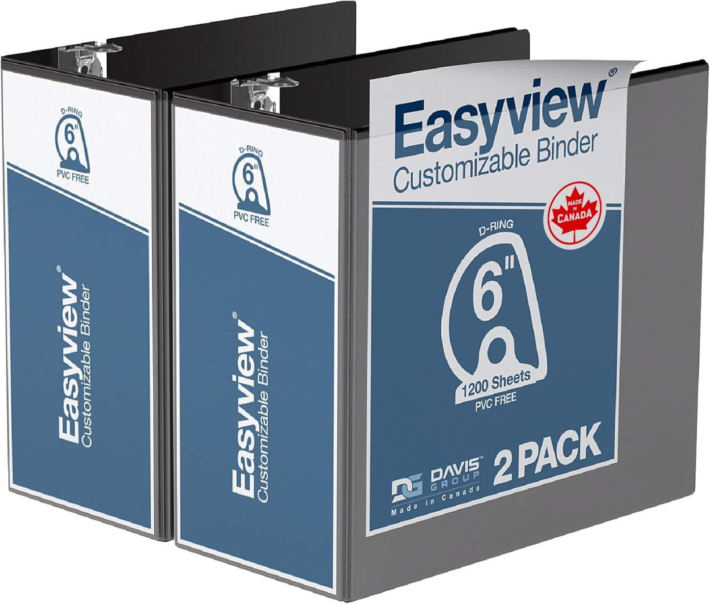 Easyview Premium 3-Ring Binders with Clear-View Covers and D Rings, Binders for School or Office, 5 Inch, Pack of 4, White