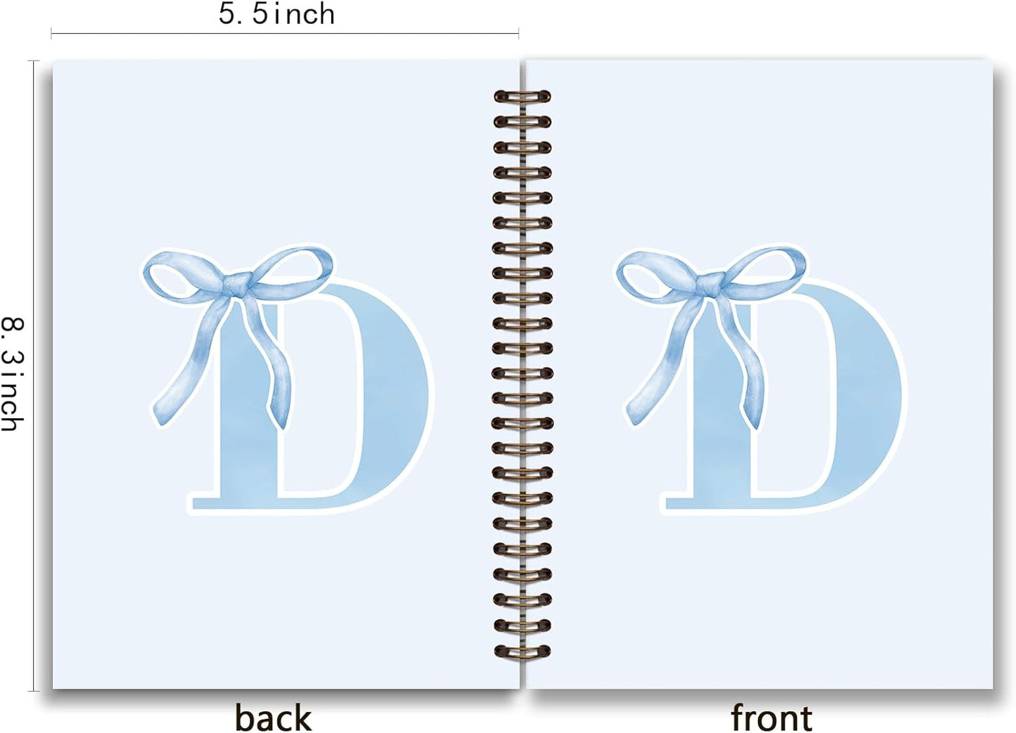 Blue Bow Journal Notebook for Girls,Initial H Journals Personalized Diary Gifts for Teen Girl Kids,Monogrammed Gifts for Women,Trendy Coquette Cute Hardcover Spiral Notebook 5.5 x 8.3 - Colors B
