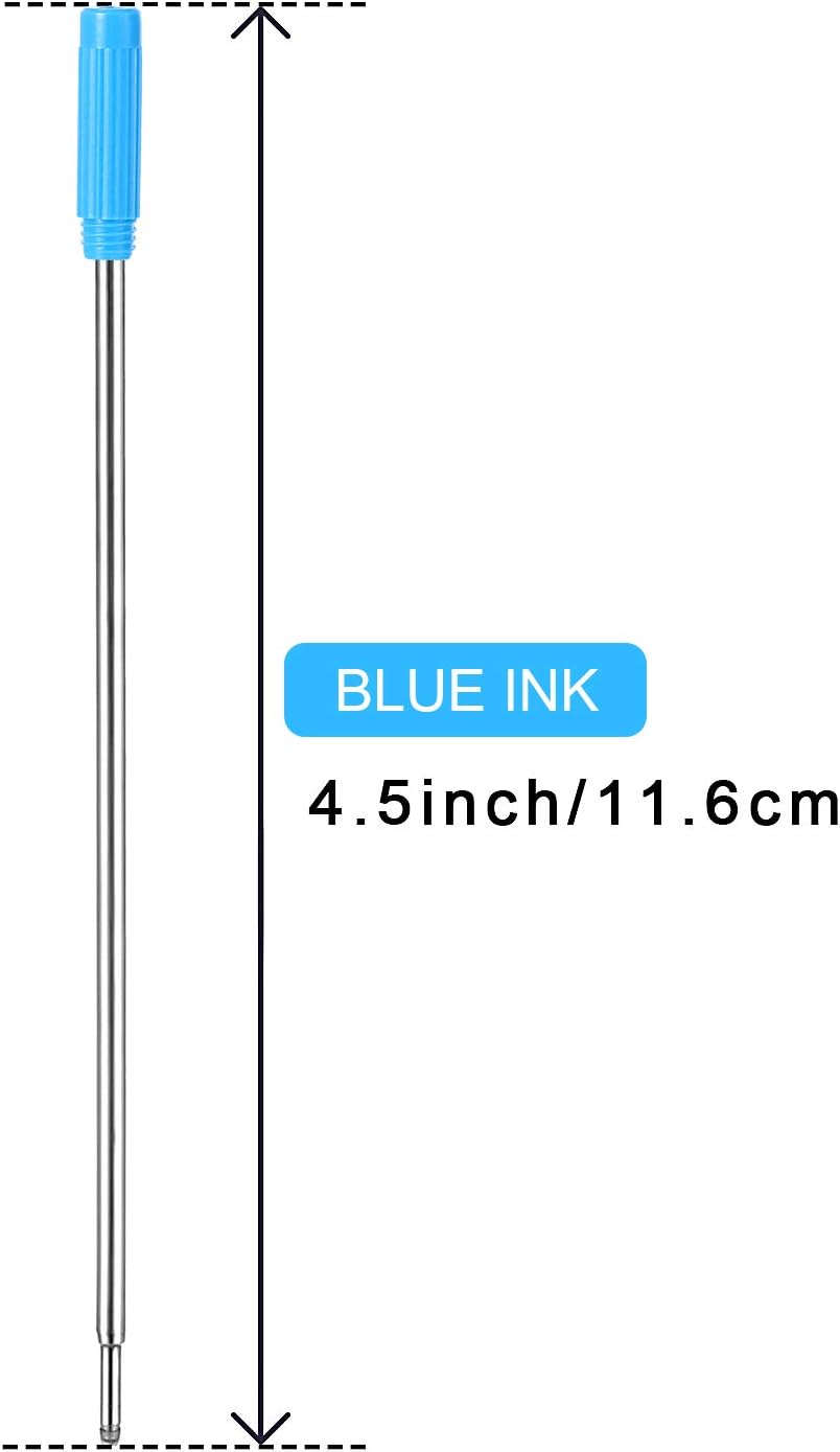 Jovitec 24 Pieces Replaceable Ballpoint Pen Refills Metal Pen Ink Refills Smooth Writing 4.5 Inch (11.6 cm) and 1 mm Medium Tip for Gifts Office(Black and Blue)