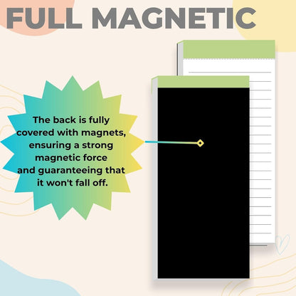 BIPEND 6 Pack Magnetic Notepads for Fridge, Grocery List Magnet Pad for Refrigerator, Memo Notepad with Lined Pages, 50 Sheets per Note Pads To-Do List, Shopping List(300Sheets)