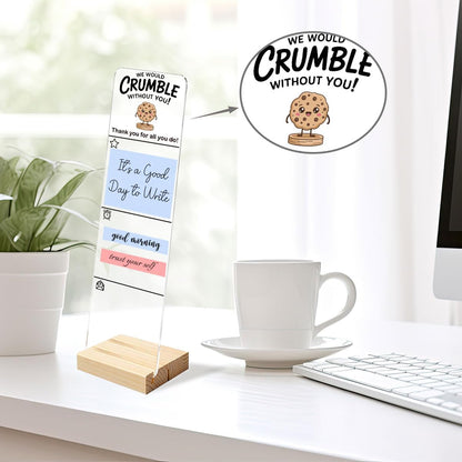 Sticky Notes Monitor Memo Board Acrylic Note Holder with Removable Wooden Base, Everything is Fine Logo Desk Set Includes 200 Sheets Two Sizes Sticky Notes, Office Desk Accessories Organizer