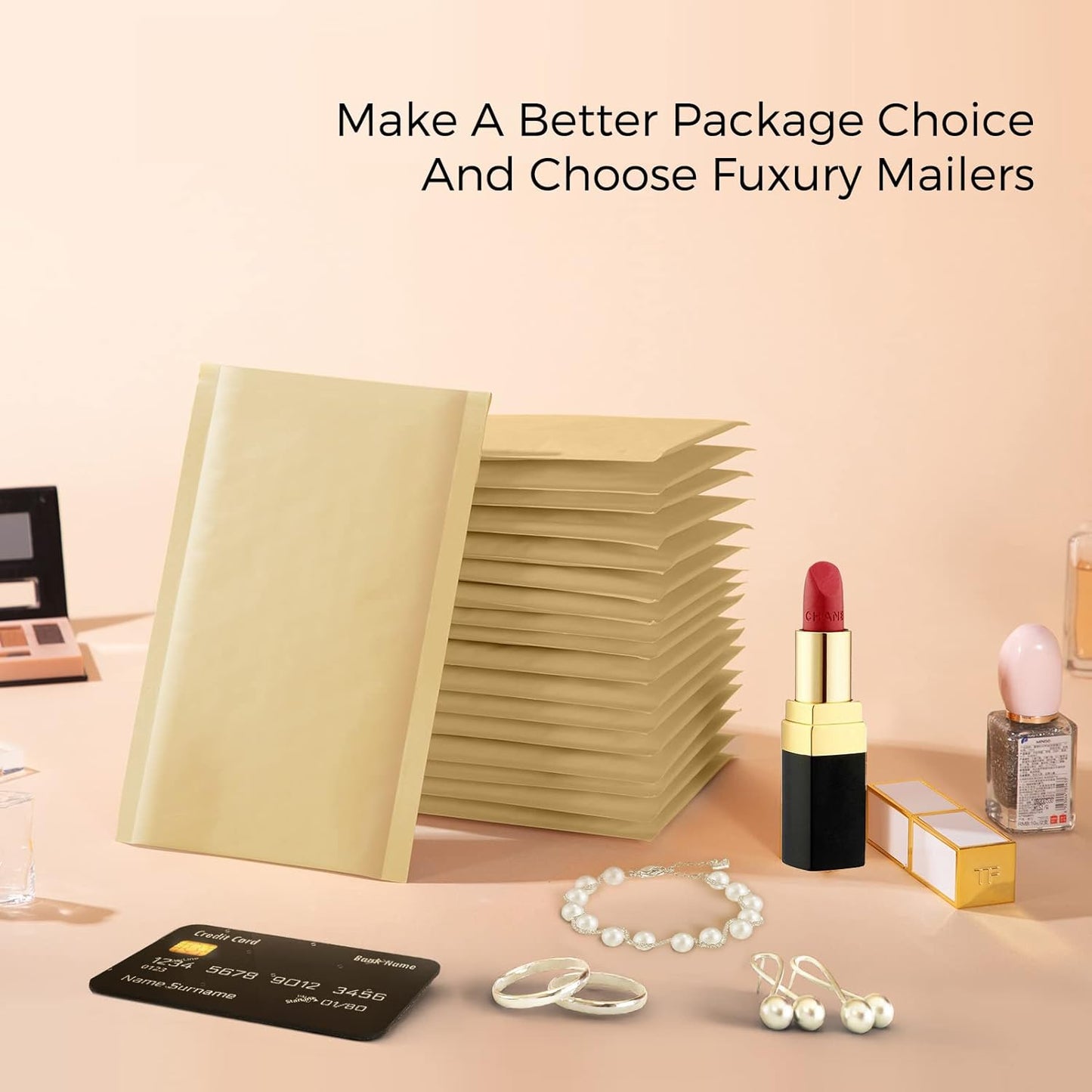 Fuxury Kraft Bubble Mailer 4x8” 50Pack Padded Envelopes Usable Size 4x7" Strong Adhesion Thick Bubble Envelopes Waterproof Cushioned Bubble Mailers Packaging for Small Business #000 Yellow