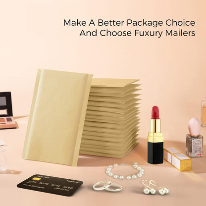 Fuxury Kraft Bubble Mailer 4x8” 50Pack Padded Envelopes Usable Size 4x7" Strong Adhesion Thick Bubble Envelopes Waterproof Cushioned Bubble Mailers Packaging for Small Business #000 Yellow