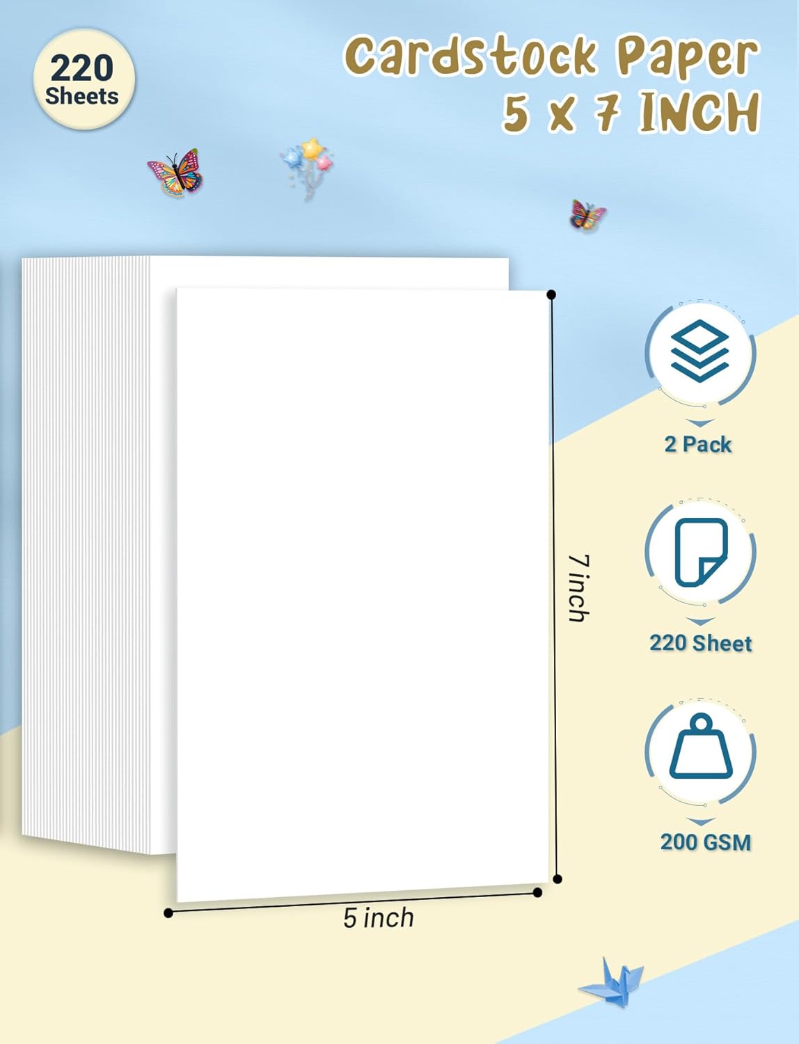 40 Sheets Cream Cardstock Paper 8.5 x 11, Ivory Cardstock Printer Paper 8.5x11, Off White Card Stock Paper 8.5 x 11, 200 GSM Construction Paper for DIY Cards, Greeting Cards, Wedding Invitations