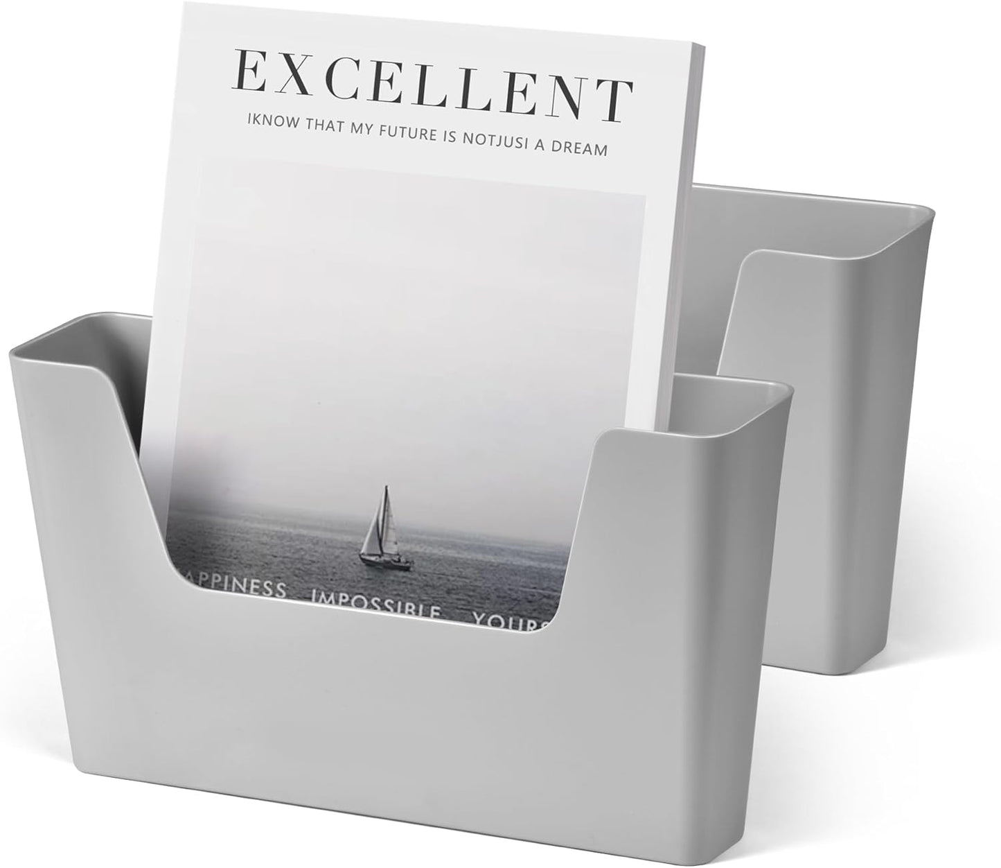 YOHOM No Drilling File Holder Wall Mails Magazines Organizer Adhesive Door Mount, Single Pocket(WHITE, 1 PCS)