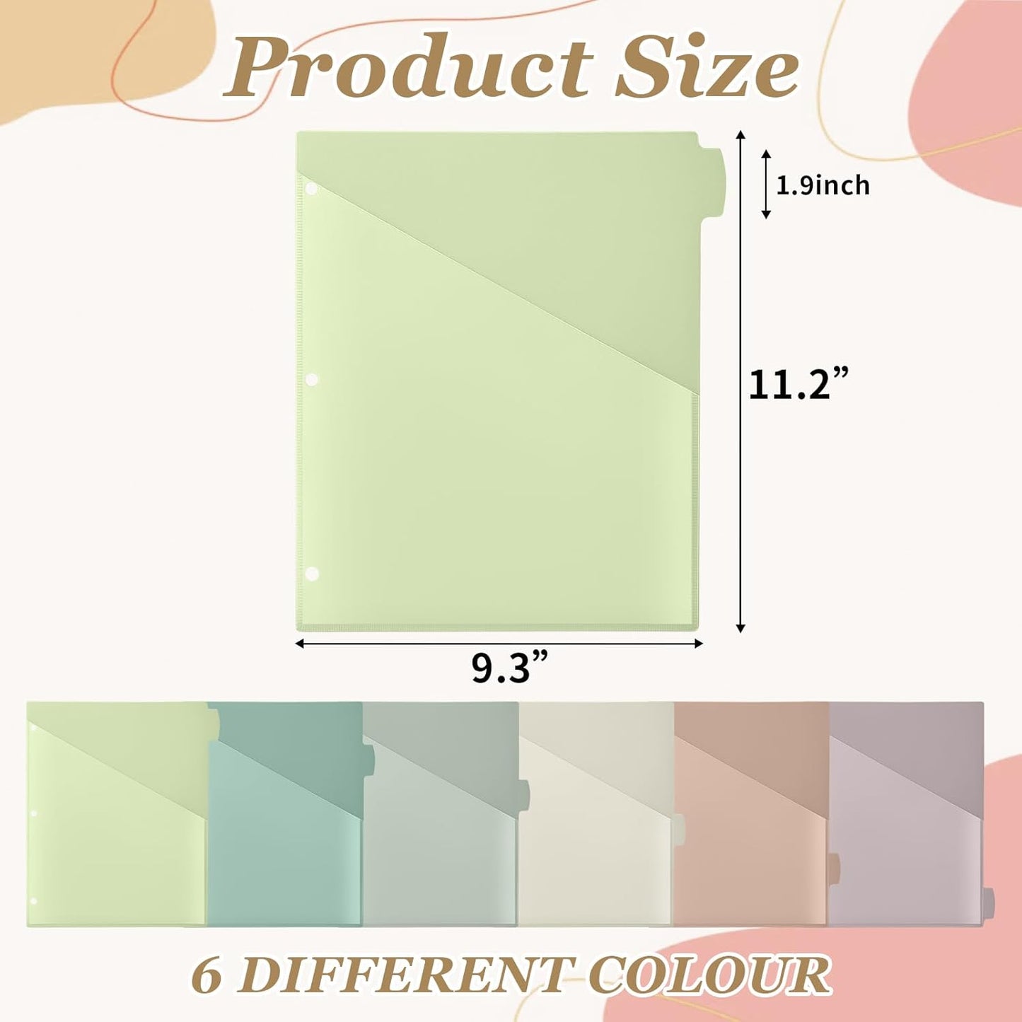 Epakh 12 Pcs Binder Dividers for 3 Rings Binders Index Dividers with Two Clear Pockets Plastics Sheets Protectors with Tab Labels for School Office Organization (Morandi)