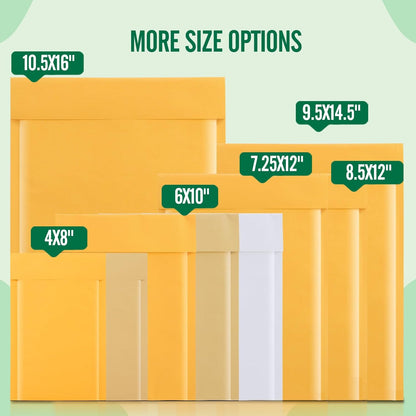 Fuxury Kraft Bubble Mailer 4x8” 50Pack Padded Envelopes Usable Size 4x7" Strong Adhesion Thick Bubble Envelopes Waterproof Cushioned Bubble Mailers Packaging for Small Business #000 Yellow