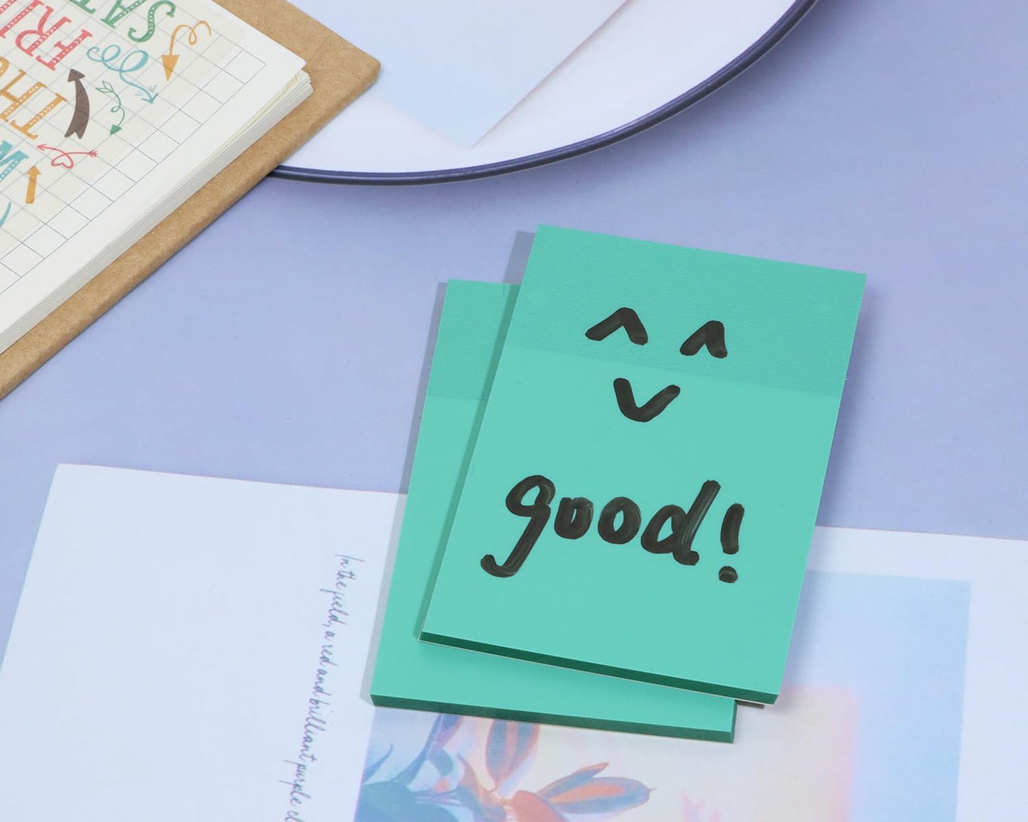 ONLYKXY 2 Pack Rectangle Transparent Sticky Notes 2.95x1.96inch Waterproof Index Sticker Self-Stick Book Tabs 100 Sheets PET Markers Sticky Notes Pad (Dark Blue)