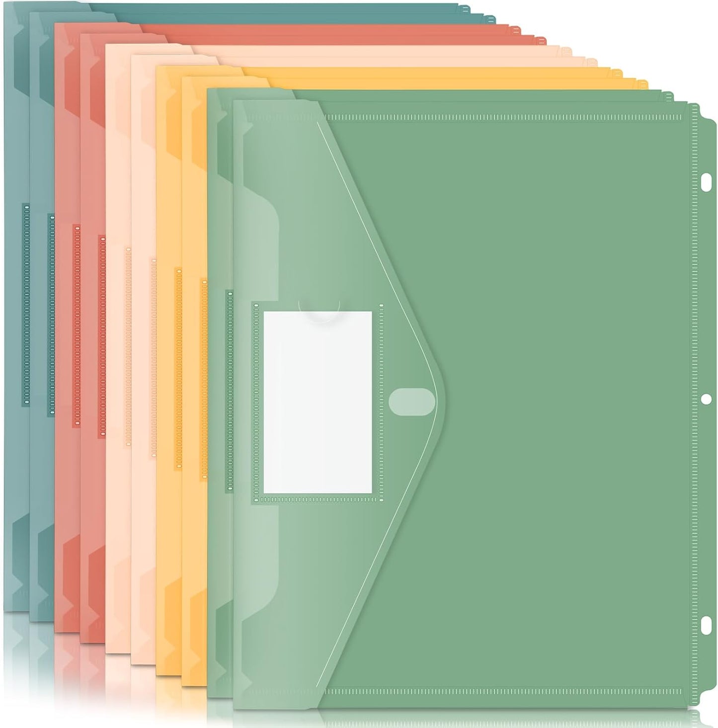 Forvencer Binder Pocket, 10 Pack Super Heavyweight Plastic Folders with Tight Closure, Binder Folders Side Loading, 3 Ring Binder Pocket, Binder Dividers with Pockets, Letter Size, Pastels Series