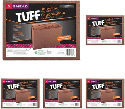 Smead TUFF Expanding File 21 Pockets, Alphabetic (A-Z), Flap and Cord Closure, Letter Size, Redrope (70318)