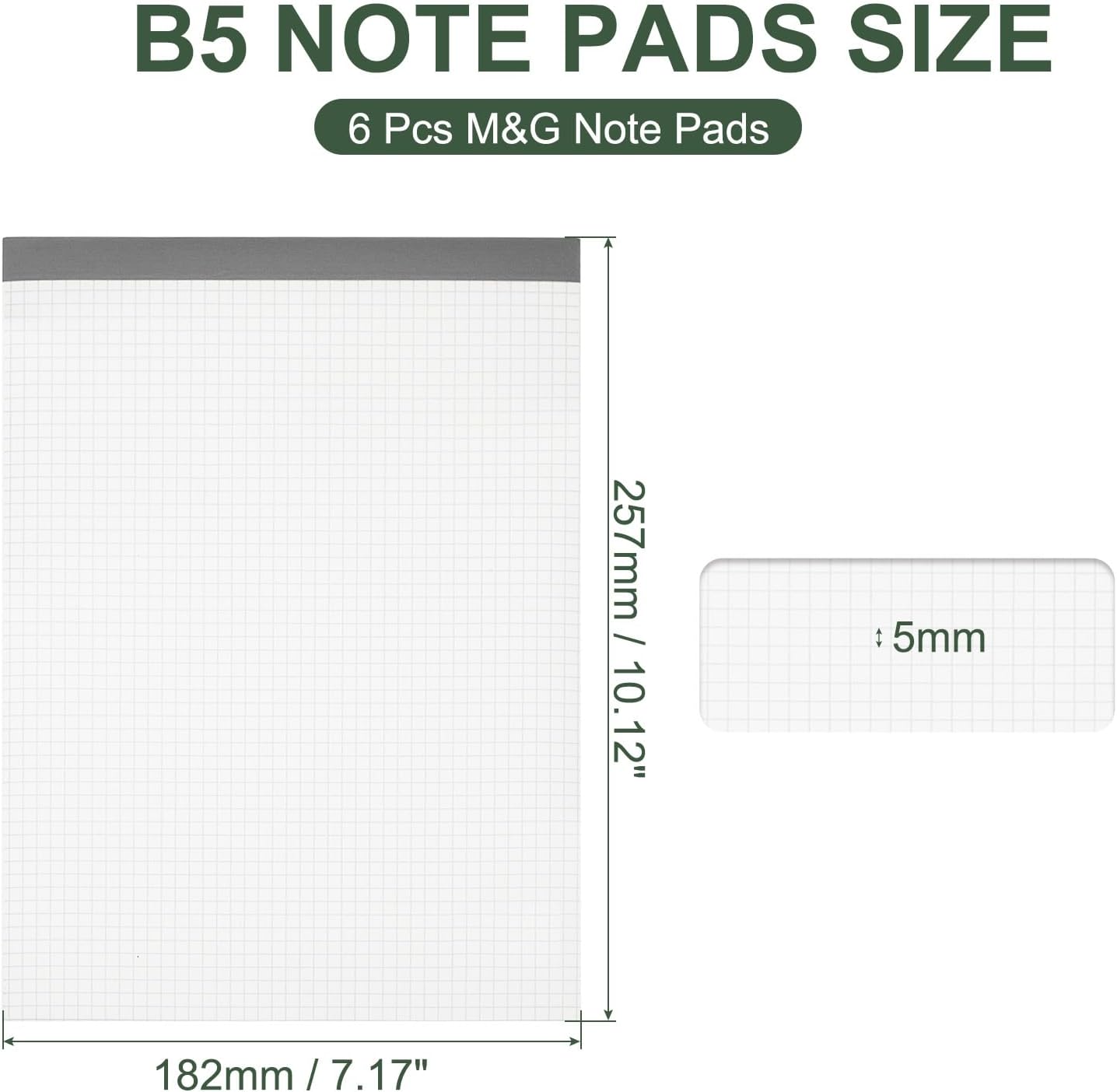 M&G 7x10 Note Pads, 6 Pack B5 Legal Pads 70 Sheets Notepads Writing Pad Graph Grid Chinese Memo Paper Tablet Kraft Cover for Work Writing Note Taking Chinese