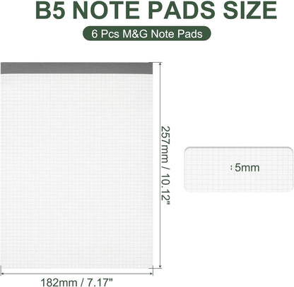 M&G 7x10 Note Pads, 6 Pack B5 Legal Pads 70 Sheets Notepads Writing Pad Graph Grid Chinese Memo Paper Tablet Kraft Cover for Work Writing Note Taking Chinese