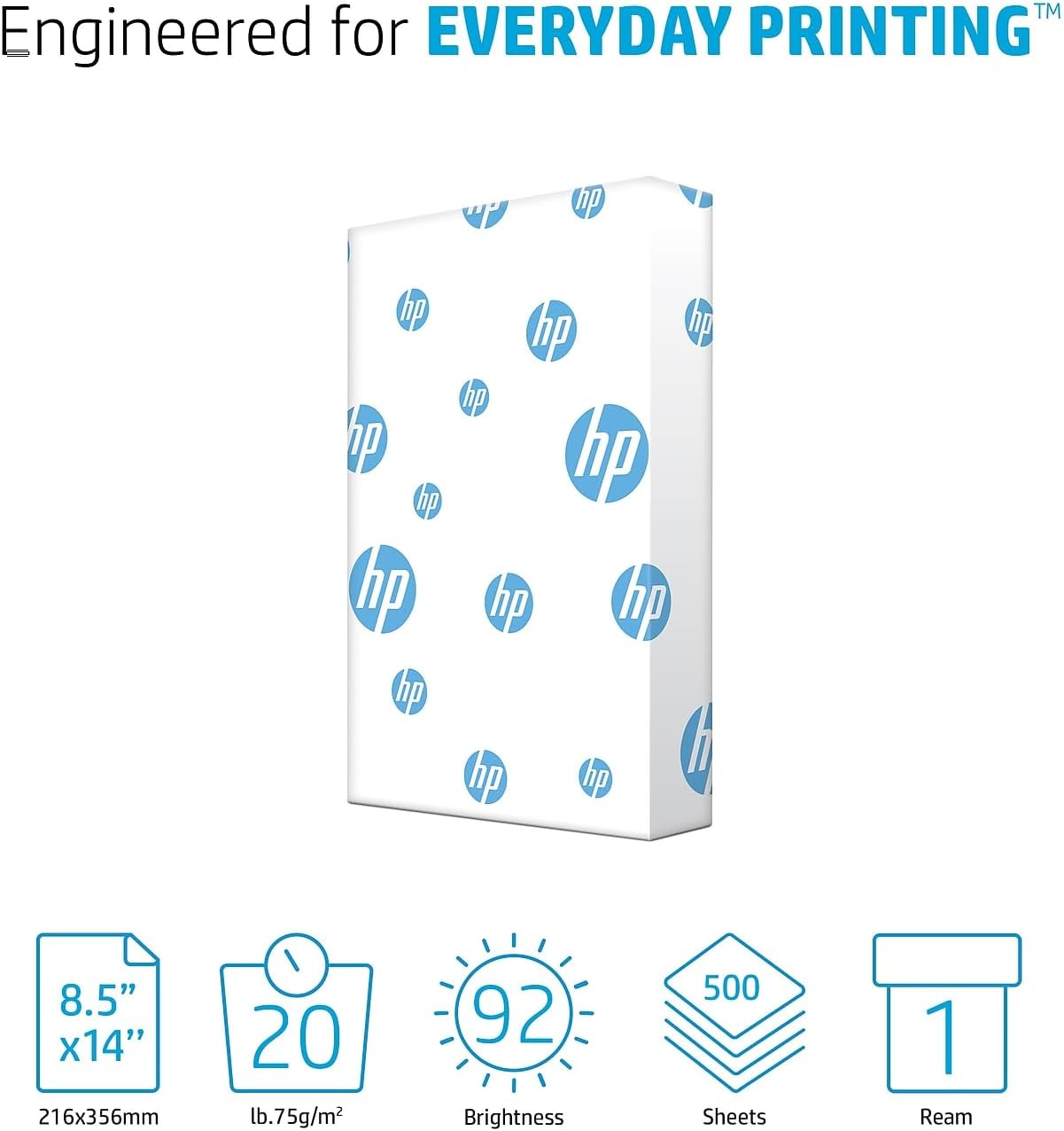 HP Printer Paper | 8.5 x 11 Paper | Office 20 lb | 3 Ream Case - 1500 Sheets | 92 Bright | Made in USA - FSC Certified | 112090C, White