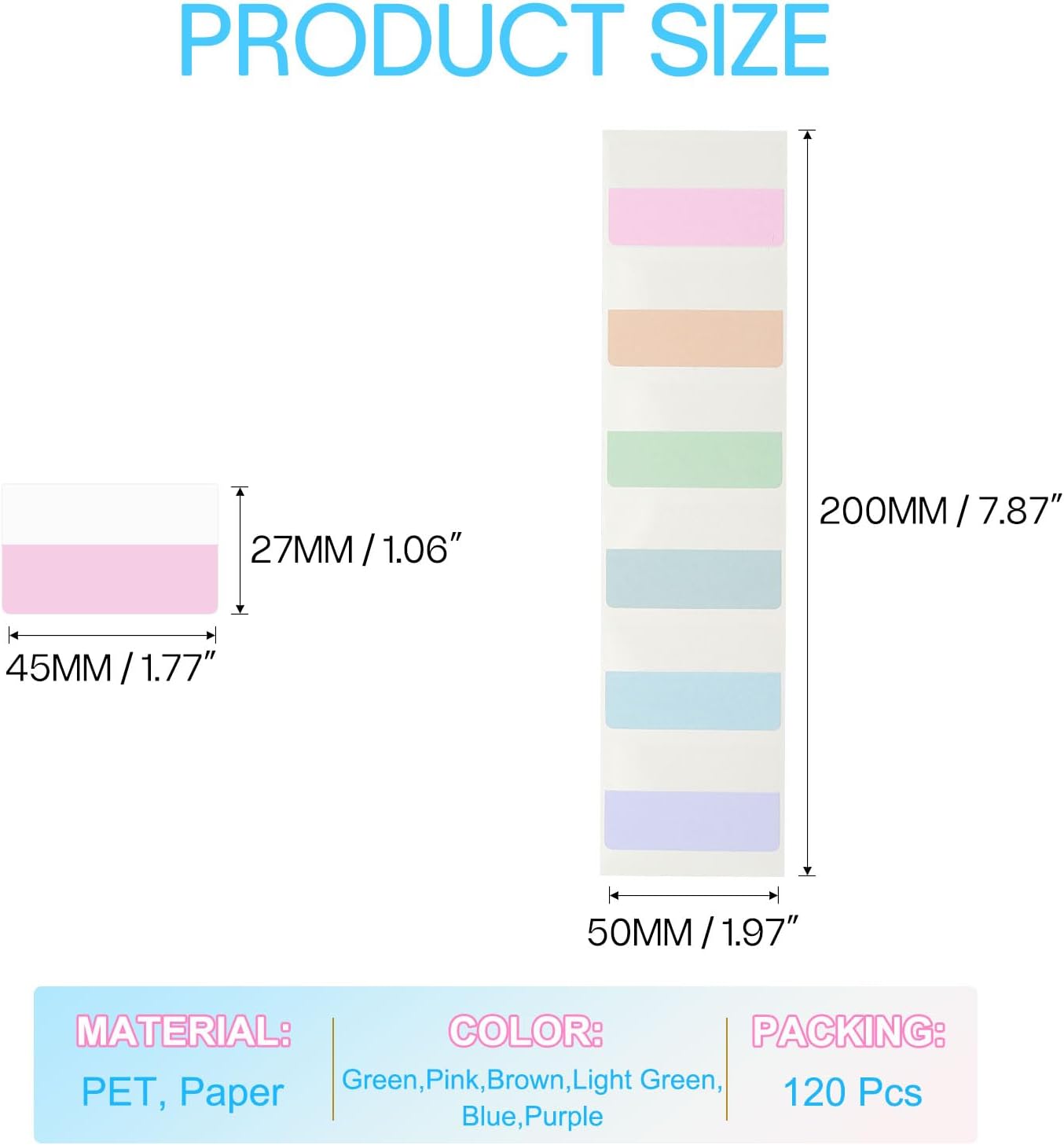 PATIKIL Clear Index Sticky Tabs, 120 Pcs Large Transparent Sticky Notes Bookmarks Planner Stickers Page Tabs for Office Notebooks File Folder Ledger Book, Gradient Green