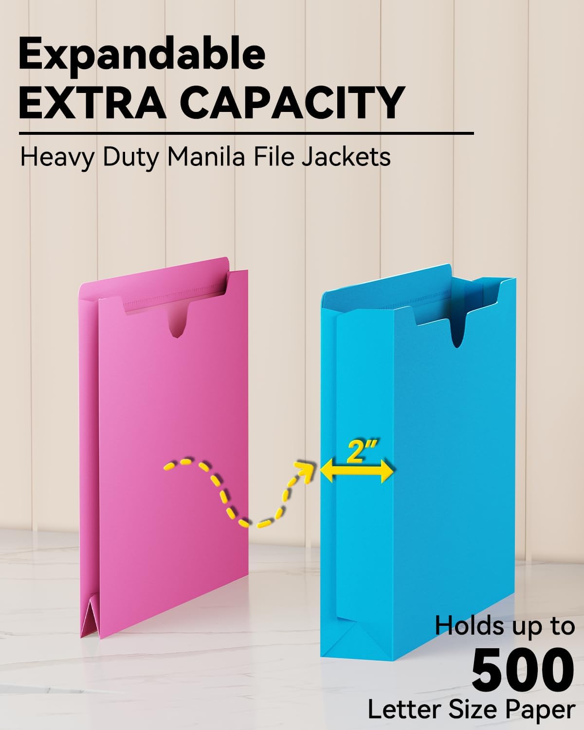 Ansook Poly 3.5”Expandable File Pockets,6 Pack Extra Capacity File Pockets Folders,Letter Size File Pockets,Heavy Duty File Pocket with Straight-Cut Tab,Holds 8.5" x 11" documents & Manila Folder
