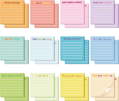 Yinder 48 Pcs Inspirational Sticky Notes Cute Motivational Sticky Notes Pad End of Year Employee Appreciation Gifts Bulk for Teacher Nurse Coworkers Office Supplies 3 x 3'' (Thank You,Dark Color)