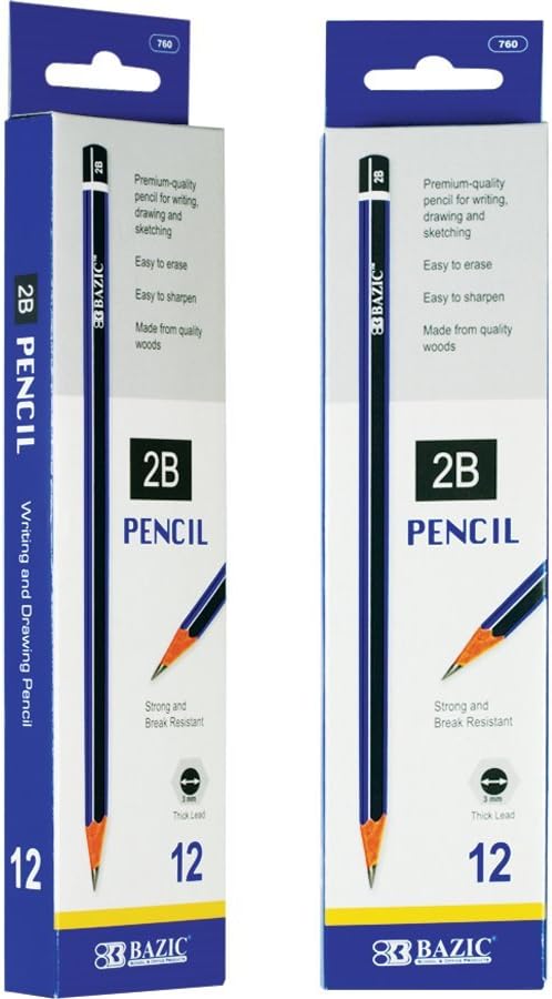 BAZIC #2B Premium Wood Pencil, Blue, 12 Per Pack (760-24P)
