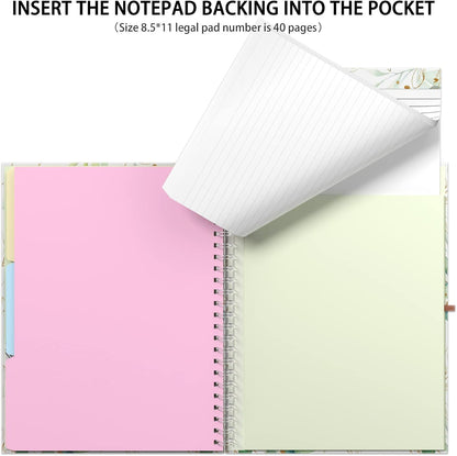 Rimilak Spiral Clipboards Folio with Refillable Lined Notepad, 14.5 x 9.8 In, Hardcover Cover with 5 Interior Pockets, Elastic Band and Pen Loop Series. Cute Stylish Clipfolio, Daisy Flower
